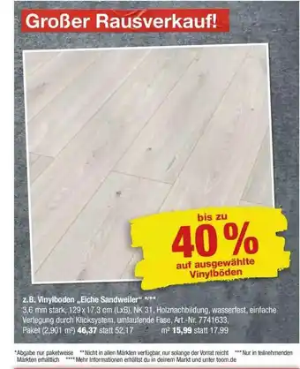 toom Baumarkt Vinylboden „eiche Sandweiler” Angebot