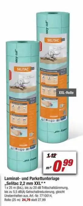 toom Baumarkt Laminat-und Parkettunterlage „selitac 2.2 Mm Xxl” Angebot