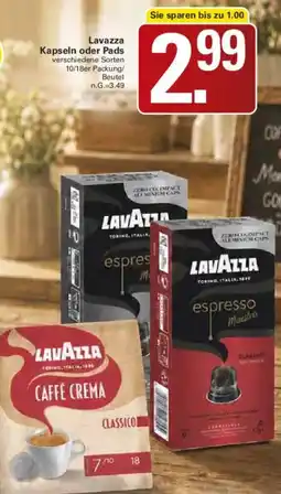 WEZ Lavazza Kapseln oder Pads Angebot