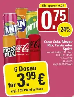 WEZ Coca Cola, Mezzo Mix, Fanta oder Sprite Angebot