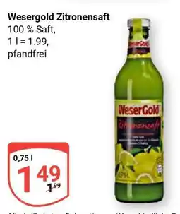 Globus WeserGold Zitronensaft Angebot