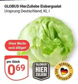 Globus GLOBUS HierZuliebe Eisbergsalat Angebot