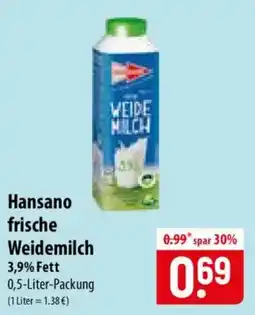 Famila Nord Ost Hansano frische Weidemilch Angebot