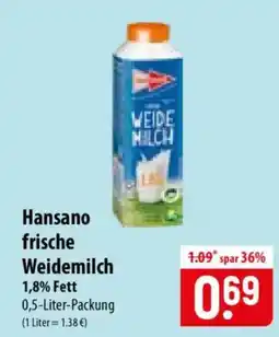 Famila Nord Ost Hansano frische Weidemilch Angebot