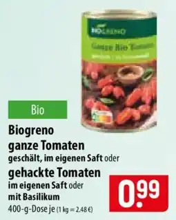 Famila Nord Ost Biogreno ganze Tomaten oder gehackte Tomaten Angebot