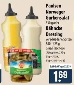Famila Nord Ost Paulsen Norweger Gurkensalat oder Bähncke Dressing Angebot