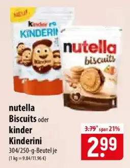 Famila Nord Ost nutella Biscuits oder kinder Kinderini Angebot