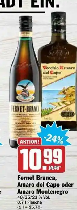 dodenhof Fernet Branca Amaro Del Capo Oder Amaro Montenegro Angebot