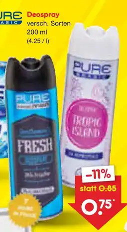 Netto Marken-Discount Pure basic deospray Angebot