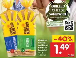 Netto Marken-Discount Golden toast american classic und körner harmonie sandwich Angebot