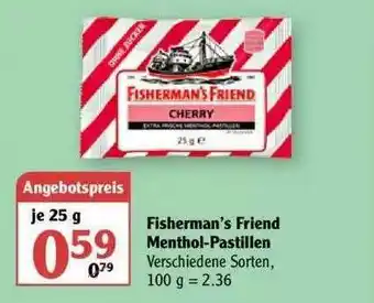 Globus Fisherman's Friend Menthol-pastillen Angebot