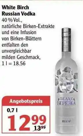 Globus White Birch Russian Vodka Angebot