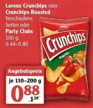 Globus Lorenz Crunchips Oder Crunchips Roasted Oder Party Clubs Angebot