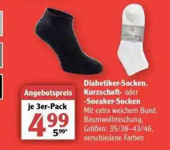 Globus Diabetiker-socken, Kurzschaft- Oder -sneaker-socken Angebot