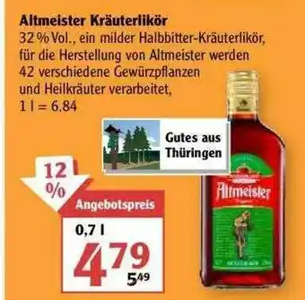 Globus Altmeister Kräuterlikör Angebot