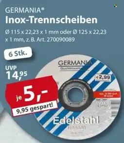 Sonderpreis Baumarkt GERMANIA Inox-Trennscheiben Angebot