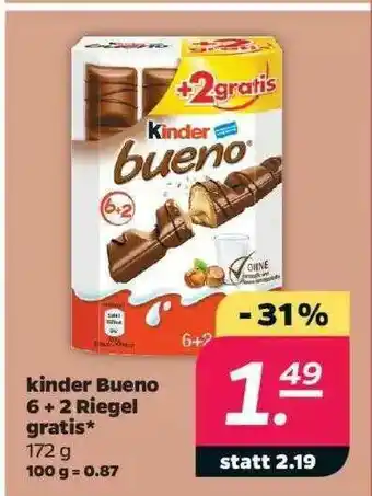 NETTO Kinder Bueno 6 + 2 Riegel Gratis Angebot