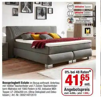 Opti Wohnwelt Boxspringbett Estate Angebot