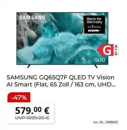 MediaMarkt SAMSUNG GQ65Q7F QLED TV Vision AI Smart Angebot