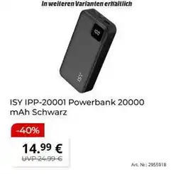 MediaMarkt ISY IPP-20001 Powerbank 20000 mAh Schwarz Angebot