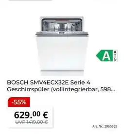 MediaMarkt BOSCH SMV4ECX32E Serie 4 Angebot
