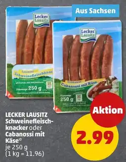 PENNY Lecker Lausitz Schweinefleischknac knacker oder Cabanossi mit Käse Angebot