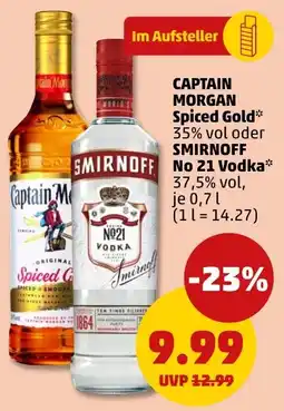 PENNY CAPTAIN MORGAN Spiced Gold oder SMIRNOFF No 21 Vodka Angebot