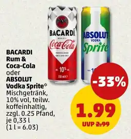 PENNY Bacardi rum & coca-cola oder absolut vodka sprite Angebot