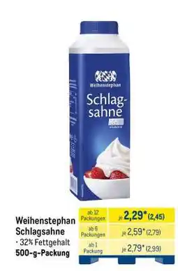 METRO Weihenstephan Schlagsahne Angebot