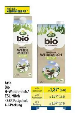 METRO Arla Bio H-Weidemilch/ESL Milch Angebot