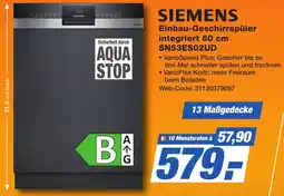 K+B Expert SIEMENS Einbau-Geschirrspüler integriert 60 cm SN53ES02UD Angebot