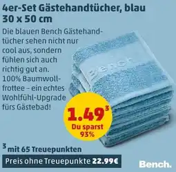 PENNY Bench 4er-Set Gästehandtücher, blau Angebot