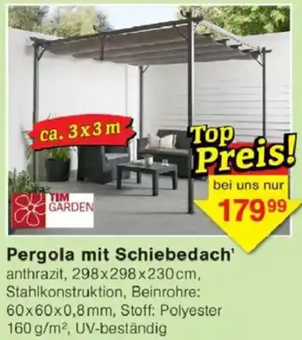 Jawoll TIM GARDEN Pergola mit Schiebedach Angebot