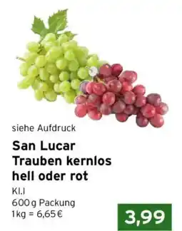 CAP Markt San Lucar Trauben kernlos hell oder rot Angebot