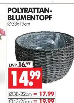 Wreesmann Polyrattan-blumentopf ø33x19cm Angebot
