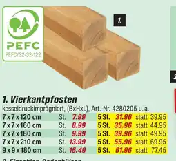 toom Baumarkt Vierkantpfosten, (bxhxl) 7 x 7 x 120 cm Angebot