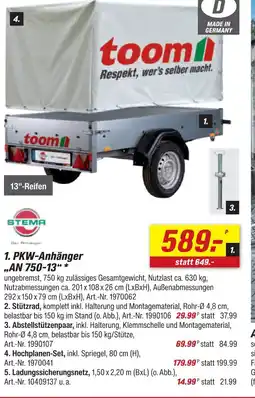 toom Baumarkt Stema pkw-anhänger an 750-13 Angebot