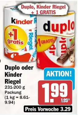 AEZ Duplo oder Kinder Riegel Angebot