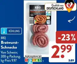 Aldi Süd BBQ Bratwurst Schnecke Angebot