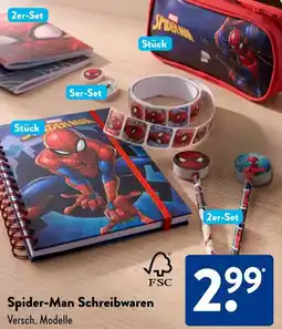 Aldi Süd Spider-Man Schreibwaren Angebot