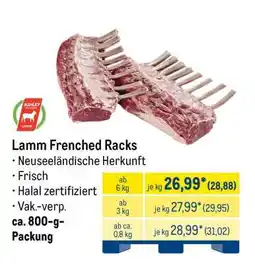 METRO Lamm Frenched Racks Angebot