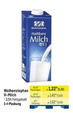 METRO Weihenstephan H-Milch Angebot