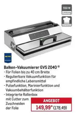 METRO Balken-Vakuumierer GVS 2040 Angebot