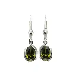 Netto Marken-Discount Zeeme Basic Ohrringe Silber 925 mit Zirkonia-Steinen olivefarben 26mm lang Angebot