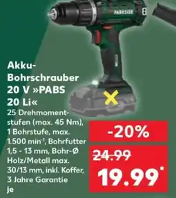Kaufland PARKSIDE Akku- Bohrschrauber 20 V PABS 20 Li Angebot