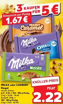 Kaufland MILKA oder CADBURY Riegel Angebot
