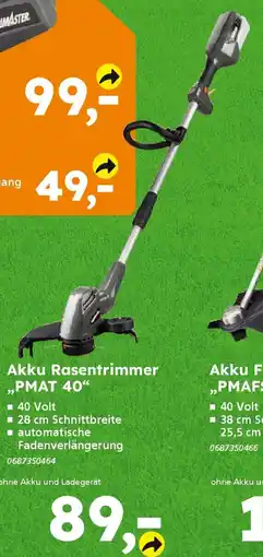 Globus Baumarkt PRIMASTER Akku Rasentrimmer ,,PMAT 40" Angebot