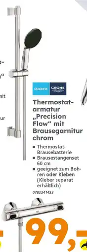 Globus Baumarkt QUICKFIX | GROHE Thermostat- armatur ,,Precision Flow" mit Brausegarnitur chrom Angebot