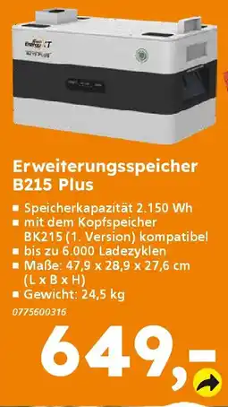 Globus Baumarkt Sun Energy XT Erweiterungsspeicher B215 Plus Angebot