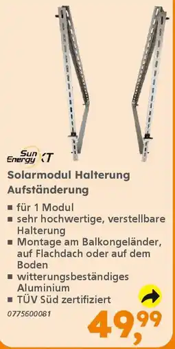Globus Baumarkt Sun Energy XT Solarmodul Halterung Aufständerung Angebot